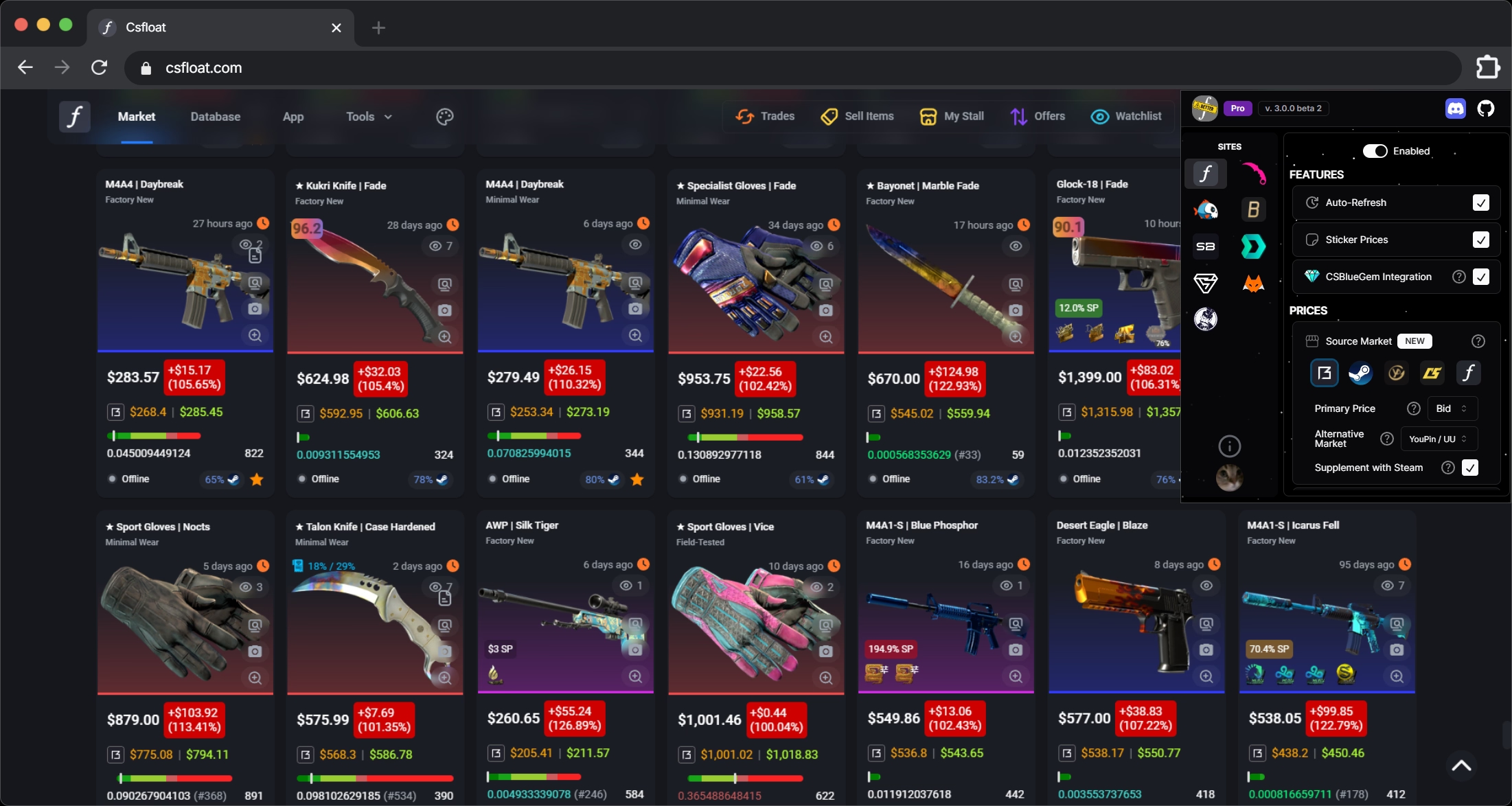 BetterFloat price and item insights on the CSFloat marketplace